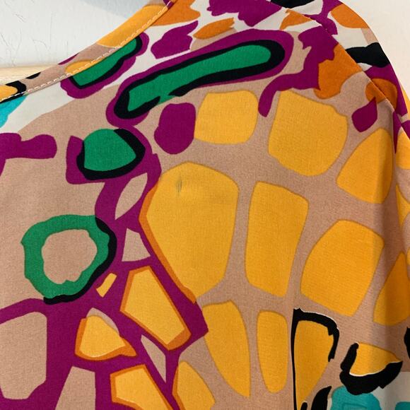 Willow Clay Batwing Dolman Sleeve Pleated Crop Blouse Watercolor Floral Blouse S - Picture 9 of 9